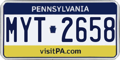 PA license plate MYT2658