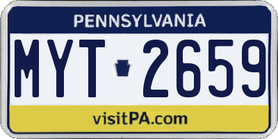 PA license plate MYT2659