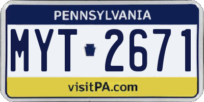 PA license plate MYT2671