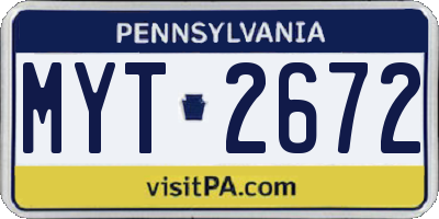 PA license plate MYT2672