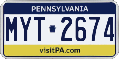 PA license plate MYT2674