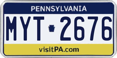 PA license plate MYT2676