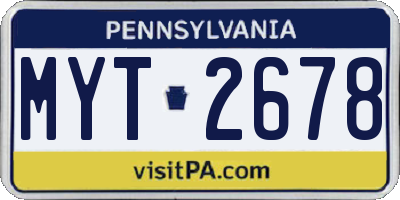 PA license plate MYT2678