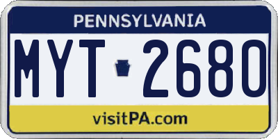 PA license plate MYT2680