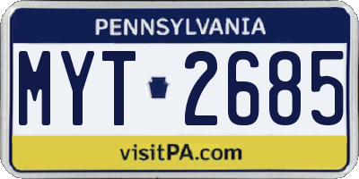 PA license plate MYT2685