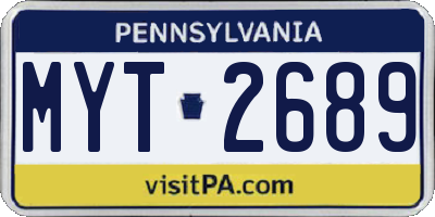 PA license plate MYT2689
