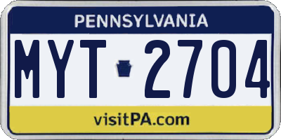 PA license plate MYT2704