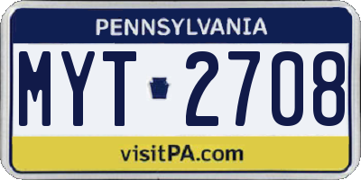 PA license plate MYT2708