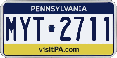 PA license plate MYT2711