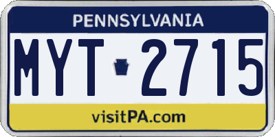 PA license plate MYT2715