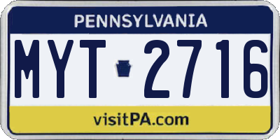 PA license plate MYT2716