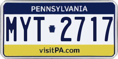PA license plate MYT2717