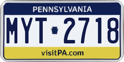 PA license plate MYT2718