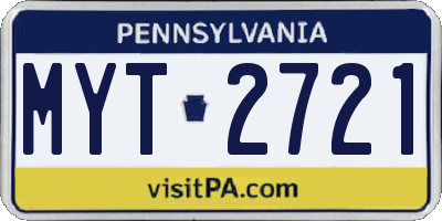 PA license plate MYT2721