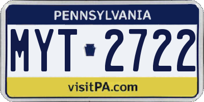 PA license plate MYT2722