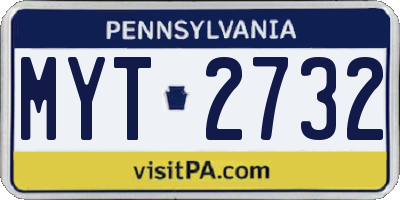 PA license plate MYT2732