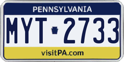 PA license plate MYT2733