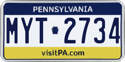 PA license plate MYT2734