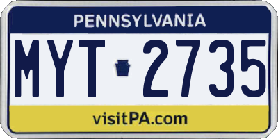 PA license plate MYT2735
