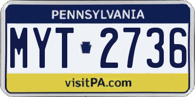 PA license plate MYT2736