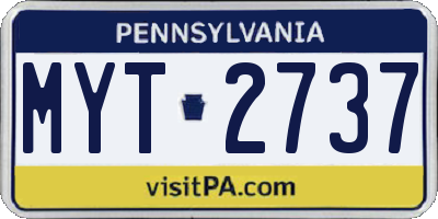 PA license plate MYT2737