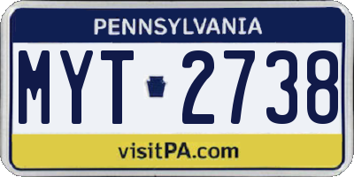 PA license plate MYT2738