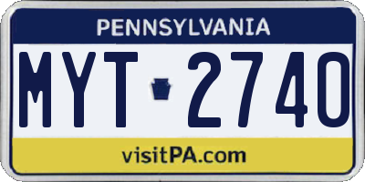 PA license plate MYT2740