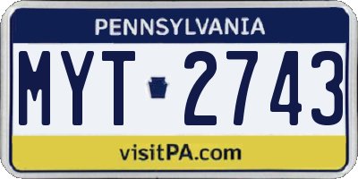 PA license plate MYT2743