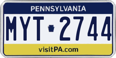 PA license plate MYT2744