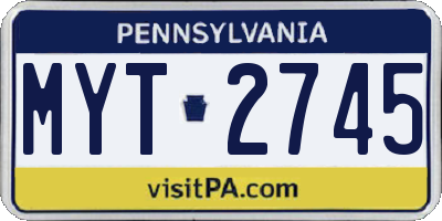 PA license plate MYT2745