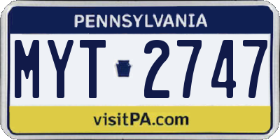 PA license plate MYT2747