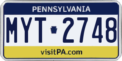 PA license plate MYT2748