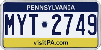 PA license plate MYT2749