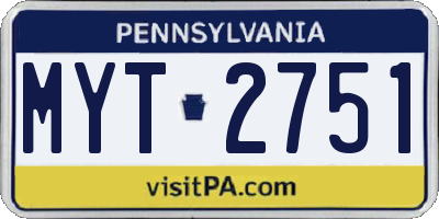 PA license plate MYT2751