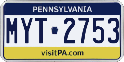 PA license plate MYT2753