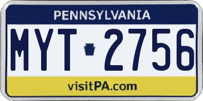 PA license plate MYT2756