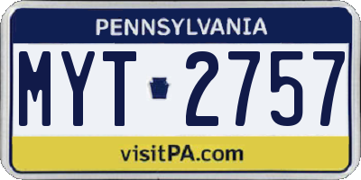 PA license plate MYT2757
