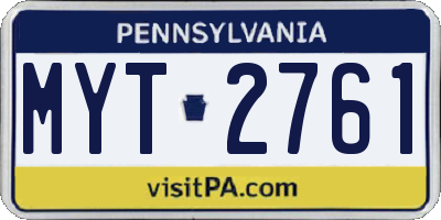 PA license plate MYT2761