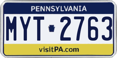 PA license plate MYT2763
