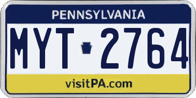 PA license plate MYT2764