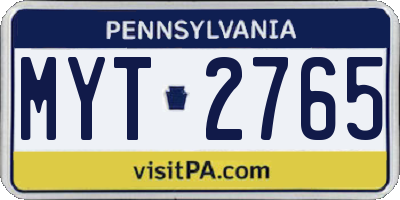PA license plate MYT2765