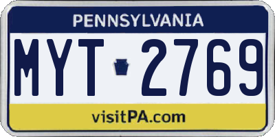 PA license plate MYT2769