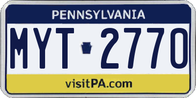 PA license plate MYT2770