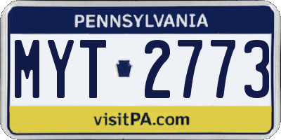 PA license plate MYT2773