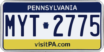 PA license plate MYT2775