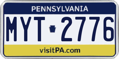 PA license plate MYT2776