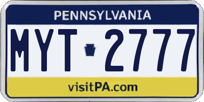 PA license plate MYT2777