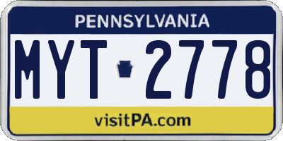 PA license plate MYT2778