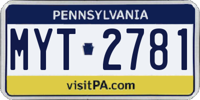 PA license plate MYT2781