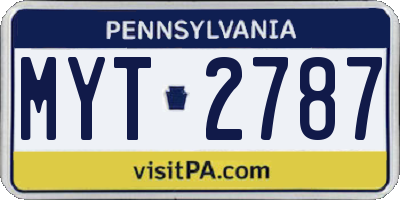 PA license plate MYT2787